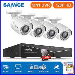SANNCE 5in1 1080P HDMI 8CH /4CH DVR 720P Outdoor Security Camera System NO/1TB