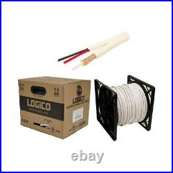 1000' Feet White RG59 Siamese Cable 20 AWG + 18/2 CCTV Security Camera Wire