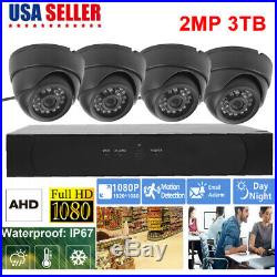 1080P 2MP 4CH DVR Wireless Security Camera System Outdoor WiFi CCTV Video 3TB HD