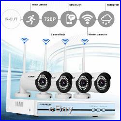 1080P 4CH WiFi Security Camera System Wireless Outdoor IP CCTV Video NVR Kit US