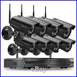 1080P 8CH NVR Wifi 1080P Wireless Security Camera System Outdoor CCTV IR Night