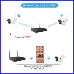 1080P CCTV Security Camera System Kit 4CH WIFI Wireless NVR Outdoor Indoor Video