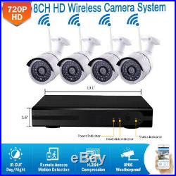 1080P HD 8CH Wireless CCTV NVR IR-CUT WiFi Camera Security System Motion Alarm
