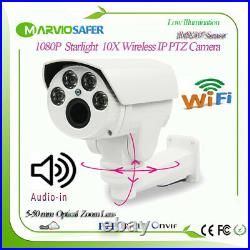 1080P Starlight 10X Zoom Outdoor Wireless IP PTZ Network Camera Support Audio