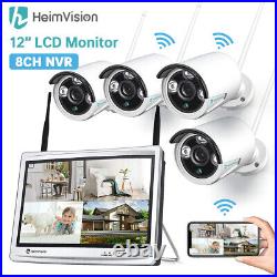1080P Wireless CCTV Security Camera System 8CH NVR WiFi 12'' Monitor Kit Outdoor