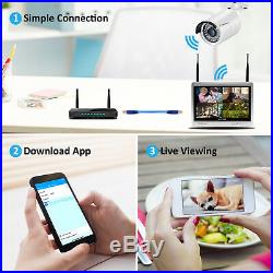 1080P Wireless IP Security Camera System Outdoor WIFI 12'' Monitor NVR CCTV Kit
