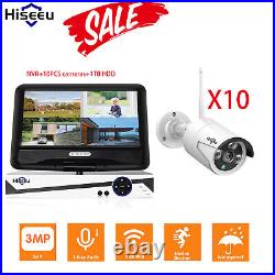 10CH 10PCS 3MP Wireless Wifi Security Camera CCTV System Audio With10 Monitor