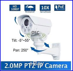 10x Zoom 5.1-51mm Lens CCTV 1080P Mini Outdoor IR Bullet IP PTZ Camera POE 2MP
