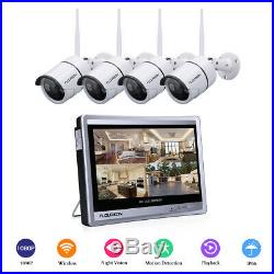12 LCD 4CH Wireless 1080P NVR Outdoor Home WIFI IP Camera CCTV Security System