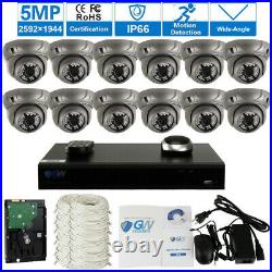 16 Channel 4K NVR (12) 5MP Waterproof IP Security PoE Camera System 130FT 6TB