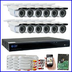 16 Channel DVR (12) 5MP HD 1920p CCTV Weatherproof Bullet Security Camera System
