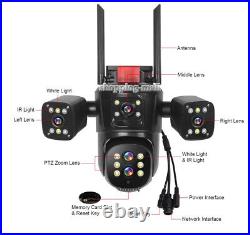 16MP 10K Security Protection Camera WiFi 10X Zoom Five Lens Four Screens CCTV