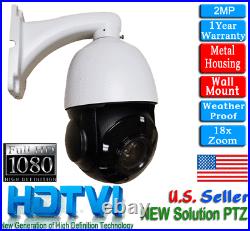 18x Zoom 1080P Full HD TVI PTZ Camera 2.1MP 150ft IR Night Vision IP66 Outdoor