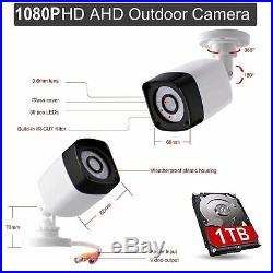 1TB 1080P 4CH HD Security Camera System Wired Outdoor CCTV Home WiFi NVR Kits