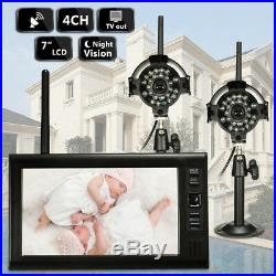 2 Wireless CCTV Camera & 7 LCD Monitor DVR Motion Detect Home Security System