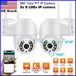 2 x HD 1080P IP Camera Outdoor WiFi PTZ CCTV Security Wireless Smart Home IR Cam