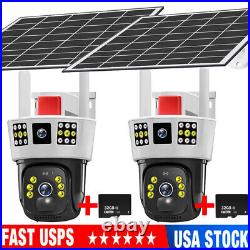 2PCS 3 Lens WiFi Solar Camera Wireless Outdoor CCTV PTZ Home Security System Cam