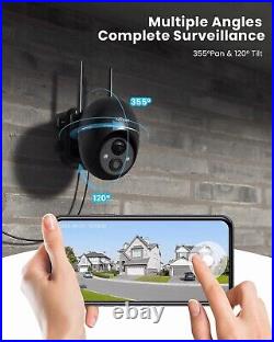 2PCS ieGeek 3MP Security Camera Wireless Outdoor WiFi 360° Home Battery CCTV