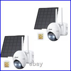 2PCS ieGeek Outdoor 4G LTE Solar Security Camera Wireless Home Battery CCTV Cam