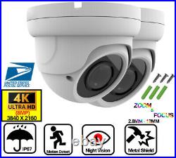 2X AHD TVI CVI 8MP 4K UHD Night Vision Security Camera Zoom 2.8mm to 12mm IP66