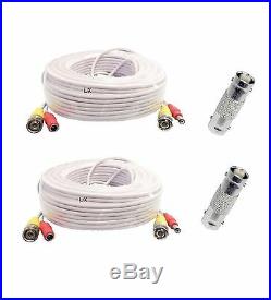 2x 50ft Security Camera Power Cable CCTV Video Extension Wire BNC RCA DVR Cord