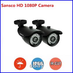 2x Home Outdoor 1080P 2MP Night Vision Bullet Cameras For CCTV Security System