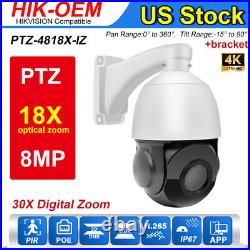 360° 4K 8MP PTZ IP Camera 30x 18x Zoom CCTV Camera HIKVISION Compatible POE IR50
