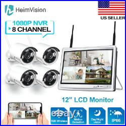 3MP 8CH NVR Wireless Outdoor Security Camera System IP WiFi CCTV with 12 Monitor