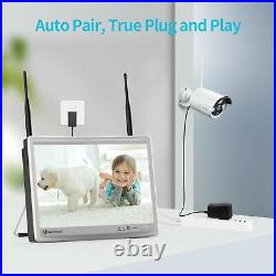 3MP 8CH NVR Wireless Outdoor Security Camera System IP WiFi CCTV with 12 Monitor