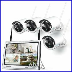 3MP 8CH NVR Wireless Outdoor Security Camera System IP WiFi CCTV with 12 Monitor