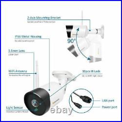 3MP HD Wireless Security IP Camera System Kit Outdoor WiFi 8CH NVR Audio CCTV