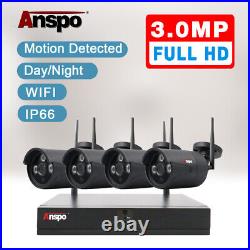 3MP Wireless Security Camera System Kit CCTV WIFI 4CH NVR Indoor/Outdoor XMeye
