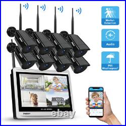 3MP Wireless Security Camera System Outdoor Home with 12''Monitor HD WiFi NVR