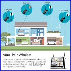3MP Wireless Security Camera System Outdoor Home with 12''Monitor HD WiFi NVR