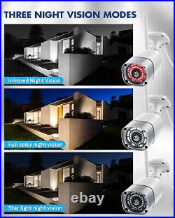 3MP Wireless Security Camera System With 1TB Hard Drive Two Way Audio WIFI CCTV