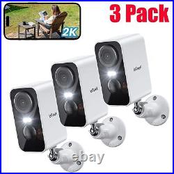 3PCS ieGeek Outdoor WiFi Security Camera 2K Wireless Home Battery CCTV System