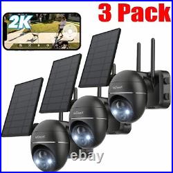 3Pack Outdoor Solar Security Camera 2K Wireless WiFi Home Battery Powered CCTV