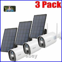 3Pack WiFi Solar Security Home 2K Wireless Battery CCTV, Colour Night Vision