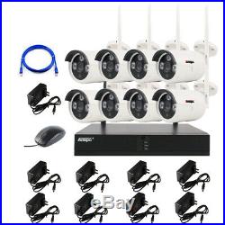 4/8CH 1080P HD Wireless Security Camera System CCTV WIFI Kit NVR Outdoor with HDD