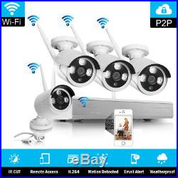 4-Channel WIFI 1080P HD NVR Wireless IP CCTV IR-CUT Camera Home Security System