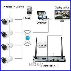 4 Channel Wireless 1080P DVR NVR WIFI WLAN CCTV Recorder Security Camera System