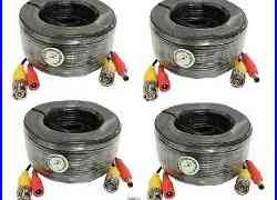 (4) New 200ft BNC CCTV Video Power Cable CCD Security Camera DVR Wire Cord