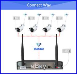 4CH 1080P NVR Wireless Security System 1TB HDD 720P IP Camera Outdoor WiFi CCTV