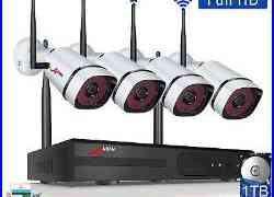 4CH 1080P Wireless Security Camera System Outdoor CCTV WiFi Camera 1TB HardDrive