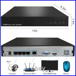 4CH 5MP NVR 1080p IP POE Security Camera System Outdoor CCTV Kit IR Night Vision