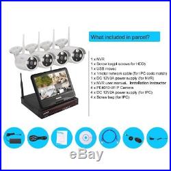 4CH 720P HD Wireless Security Camera System &Monitor CCTV Outdoor WiFi Home OY