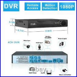 4CH AHD DVR HD 1080P Outdoor CCTV Security Camera System IR with 1TB Hard Drive
