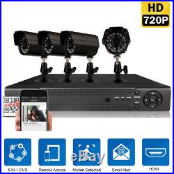 4CH CCTV 5-in-1 DVR 720P Outdoor IR-CUT HD Camera Security System Video Monitor
