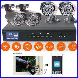 4CH H. 264 HD AVR Ourdoor 720P CCTV Night Vision Home Security Camera System