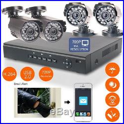 4CH H. 264 HD AVR Ourdoor 720P CCTV Night Vision Home Security Camera System